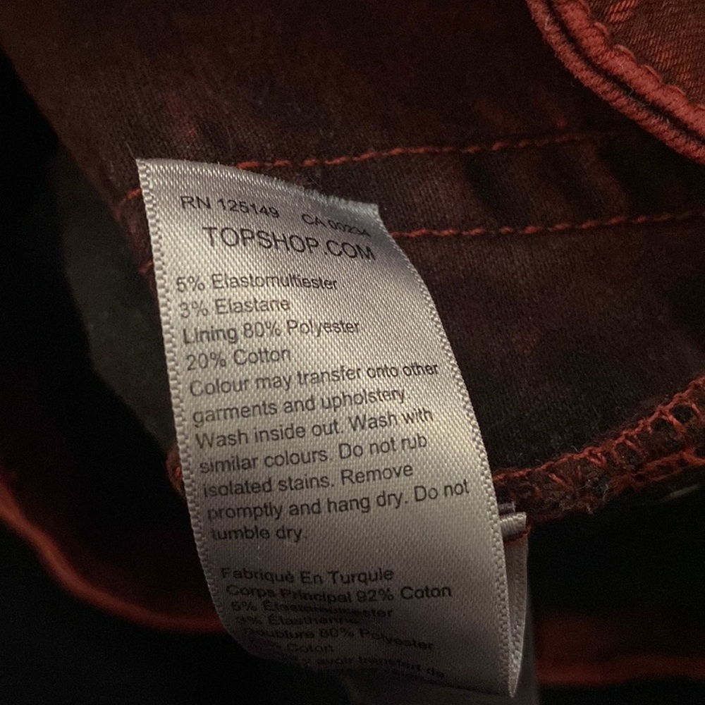 TOPSHOP JAIME- high waist Red Acid Wash Skinny jeans - Picture 11 of 13